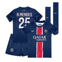 Paris Saint-Germain Nuno Mendes #25 Koti Peliasu Lasten 2024-25 Lyhythihainen (+ Lyhyet housut)